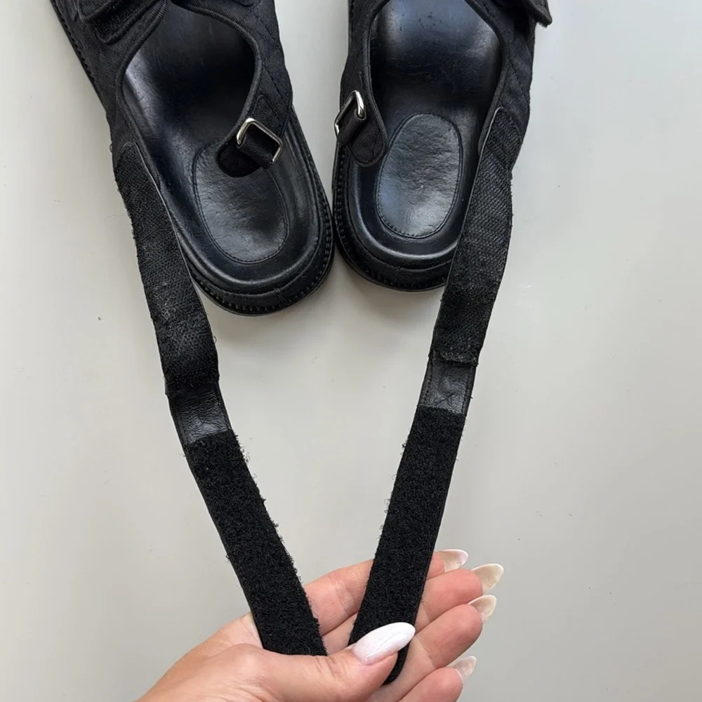 Chanel Quilted Dad Sandals, Black, Size 39.5